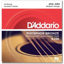 Струна для гитар Струны D`ADDARIO EJ39 PHOSPHOR BRONZE MEDIUM 12-STRING 12-52: Тип Комплект струн
