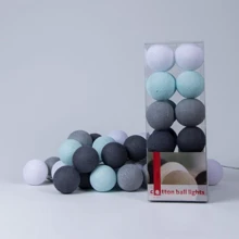 Гирлянда Cotton ball lights на 35 шаров 5,5м, Aqua-Grey: Тип Хлопковые шарики