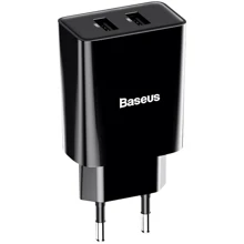 Зарядное устройство Baseus USB Wall Charger Speed Mini 2xUSB 2.1A 10.5W Black (CCFS-R01): Кабель в комплекте отсутствует