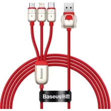 Кабель Baseus USB Cable to Lightning/microUSB/USB-C Tiger 3.5A 1.2m Red (CASX010009): Тип USB Cable - Lightning/microUSB/USB-C