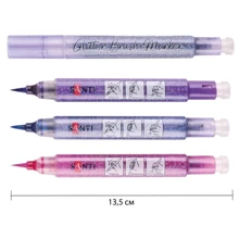 Маркеры SANTI Glitter Brush акварельные, оттенки фиолетового с глиттером 3 шт (390770): Тип Акварельные