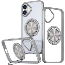 Чехол для iPhone Mobile Case TPU+PC Metal Ring with MagSafe Grey for iPhone 16: Цвет серый