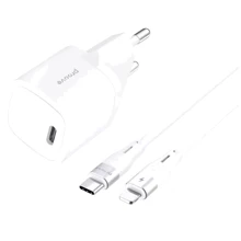 Зарядное устройство Proove Wall Charger USB-C Silicone Power 30W White with Lightning Cable (WCSP20020102): Особенности Быстрая зарядка, USB-C