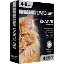 Капли от блох и клещей Unicum Premium для котов 4-8 кг имидаклоприд 10% (UN-005): Тип Капли