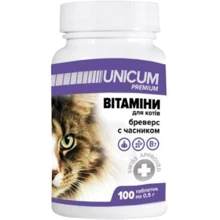 Витамины для котов Unicum premium Бреверс с чесноком 100 табл. 50 г/10 (UN-035): Вид Таблетки