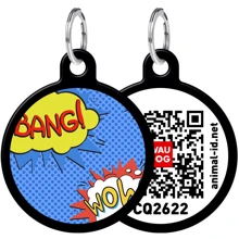Адреснік WAUDOG Smart ID з QR-паспортом, малюнок "ВАУ", коло, 25 мм, чорний (0625-0087-01): Виробник WAUDOG