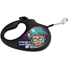 Поводок-рулетка для собак WAUDOG R-leash малюнок Космос. Ракетобудування светоотражающая стрічка L до 50 кг 5 м чорний: Тип шнура Стрічка