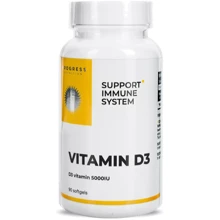 Progress Nutrition Vitamin D3 5000 IU Витамин D3 5000 МЕ 90 капсул: Тип Витамин D