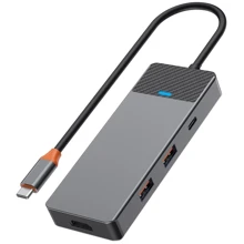 Адаптер WIWU Adapter Linker A721HD 7in1 USB-C to USB-C+2xUSB3.1+HDMI+SD/MicroSD+PD Grey: Цвет серый