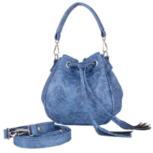 Женская сумка бакет-бэг Laskara синяя (LK10195-denim-blue): Пол Женский