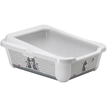 Туалет Moderna Hercules Cats in Love для кошек c бортиком 51х39х19 см белый (K162027CL): Вид Открытый