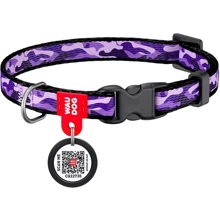 Нашийник для котів WAUDOG Nylon c QR паспортом Фіолетовий камо пластиковий фастекс 10 ммx20-30 см (5275): undefined undefined