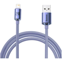 Кабель Baseus USB Cable to Lightning Crystal Shine Series 2.4A 2m Purple (CAJY000105): Тип USB Cable - Lightning