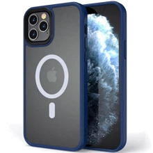 Чехол для iPhone Mobile Case TPU+PC Metal Buttons with MagSafe Blue for iPhone 12 Pro Max: Цвет синий