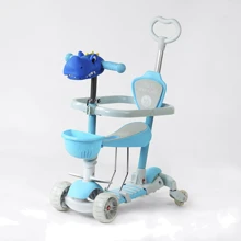Самокат із батьківською ручкою 5в1 Best Scooter Р-26311 блакитний: Кількість коліс 4