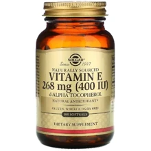 Solgar Natural Vitamin E 400 IU Pure d-Alpha Tocopherol Солгар Витамин E натуральный d-alpha токоферол 100 гелевых капсул: Тип Витамин E