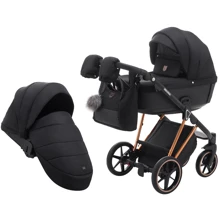 Коляска 2 в 1 Adamex Belissa Special Edidion (Pink Gold) PS-571 чёрный - черная кожа (перфорация): Тип коляски Универсальная коляска (2-в-1)