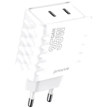 Зарядний пристрій Proove Wall Charger 2xUSB-C Speed Surge GaN 35W White: Особливості Power Delivery (PD), USB-C