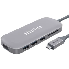 Адаптер HooToo Shuttle USB-C to USB-C+HDMI+3xUSB 3.0+SD Hub Space Grey (HT-UC001-SG): Колір сірий
