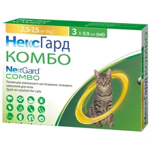 Капли NexGard Combo от блох клещей гельминтов для котов 2.5-7.5 кг 3 пипетки: Тип Капли