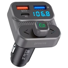 Зарядное устройство Proove Car Charger USB+USB-C FM Launcher Luxor SE PD+QC3.0 36W Gray (FMLX20120003): Особенности Power Delivery (PD), Быстрая зарядка, USB-C