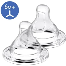 Силиконовая соска Chicco Physio для каш, 6м+ 2 шт. (20347.00): Поток средний