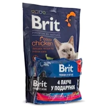 Сухий корм Brit Premium Indoor Chicken для домашніх котів М'ясна тарілка курка 1.5 кг + 4 паучі (2700000049600): Тип Сухой корм