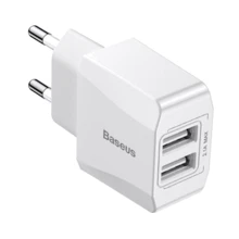 Зарядний пристрій Baseus USB Wall Charger 2xUSB 2.1A Mini Dual-U White (CCALL-MN02): Сила струму 2А