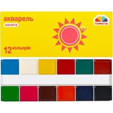 Акварель Гамма UA Малыши картон 12 цветов (100102): Тип Акварельные