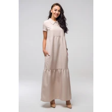 Платье FLFashion Кураж ППК 2185 50 бежевое повседневное длинное макси: Состав Лен