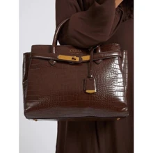 Сумка жіноча GUESS ENISA HIGH SOCIETY SATCHEL коричнева (HWCB8421060-BRO): Стать Женский
