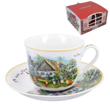 Кухоль та блюдце Carmani Village life collection Заміський будинок 400 ml (041-0052): Виробник Carmani