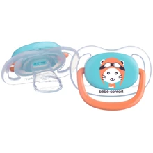 Пустышка Bebe Confort Physio Air силиконовая, 2 шт, 0/6 мес синяя с оранжевым (3104201770): Возраст с рождения