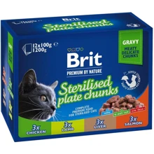 Влажный корм Brit Premium Cat Sterilised pouch Семейная тарелка для стерилизованных кошек ассорти 4 вкуса 12х100 г (8595602548514): Тип паучи