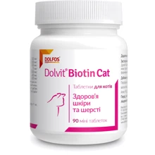 Витаминно-минеральный комплекс Dolfos Dolvit Biotin Cat с биотином для здоровья кожи и шерсти для кошек 90 табл. (191-90): Вид Таблетки