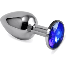 Анальна пробка із кристалом LoveToy Small Silver Plug Darkblue: Для кого унісекс