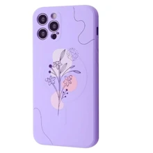 Чехол для iPhone WAVE Minimal Art Case iPhone with MagSafe Light Purple/Flower for iPhone 12 Pro: Цвет фиолетовый