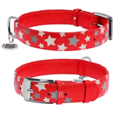 Ошейник WAUDOG Glamour с узором "Звездочка" 35 мм 46-60 см красный с QR паспортом (35883): Производитель WAUDOG