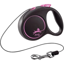 Поводок-рулетка Flexi Black Design ХS до 8 кг 3 м рожевий (4000498033210): Тип шнура трос