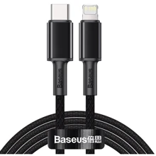 Кабель Baseus Cable USB-C to Lightning PD High Density Braided 20W 2m Black (CATLGD-A01): Тип USB-C - Lightning