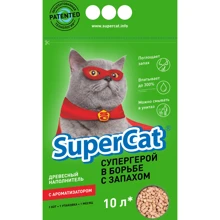 Наполнитель туалетов SuperCat для котов с ароматизатором впитывающий 3 кг (10 л): Вид Древесный