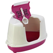 Туалет Moderna Flip Cat угловой для кошек 56x45x39 см розовый (C250328): Вид Закрытый