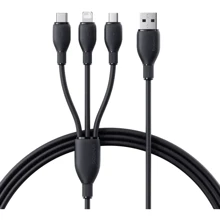 Кабель Baseus USB Cable to Micro USB/Lightning/Type-C Ultra-Fast 3in1 Fast Charging 3.5A 0.8m Black (P10376303121-01): Тип USB Cable - Lightning/microUSB/USB-C