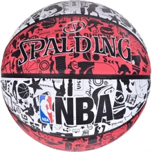 Мяч для игры Spalding NBA Graffiti Outdoor баскетбольный размер 7 бело-розовый (83574Z): Вид Баскетбольные