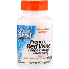 Doctor's Best, French Red Wine Grape Extract, 60 mg, 90 Veggie Caps (DRB-00058): Вид Неферментные
