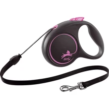 Поводок-рулетка Flexi Black Design M до 20 кг 5 м розовый (4000498033418): Тип шнура Трос