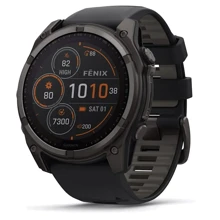 Смарт-часы Garmin Fenix 8 Solar 51mm Sapphire Carbon Grey DLC Titanium with Black/Pebble Grey Silicone Band (010-02907-11): Дисплей 1.4" (280x280) / Sapphire Crystal