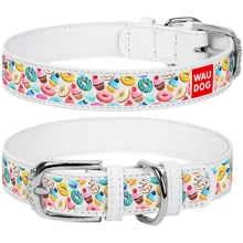 Ошейник WAUDOG Design с рисунком "Пончики" 12 мм 19-25 см белый (368615): Производитель WAUDOG