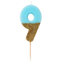 Сервировка стола Свечка-номер 9 Talking Tables Голубого цвета 1 шт (BDAY-CANDLE-BLU-9): undefined undefined