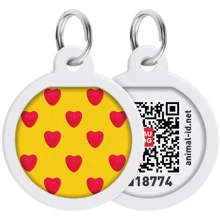 Адресник металевий WAUDOG Smart ID з QR паспортом малюнок Серця 30 мм (230-0203): Виробник WAUDOG